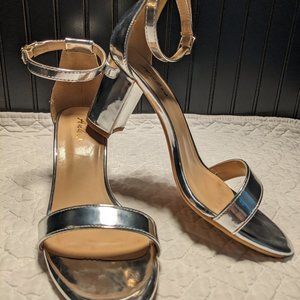 Metallic Silver Strappy Heels Size 8
